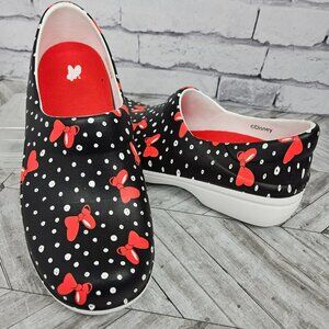 Disney Minnie Mouse Crocs Slip-On Shoes Black White Polka Dot Red Bow Womens 10